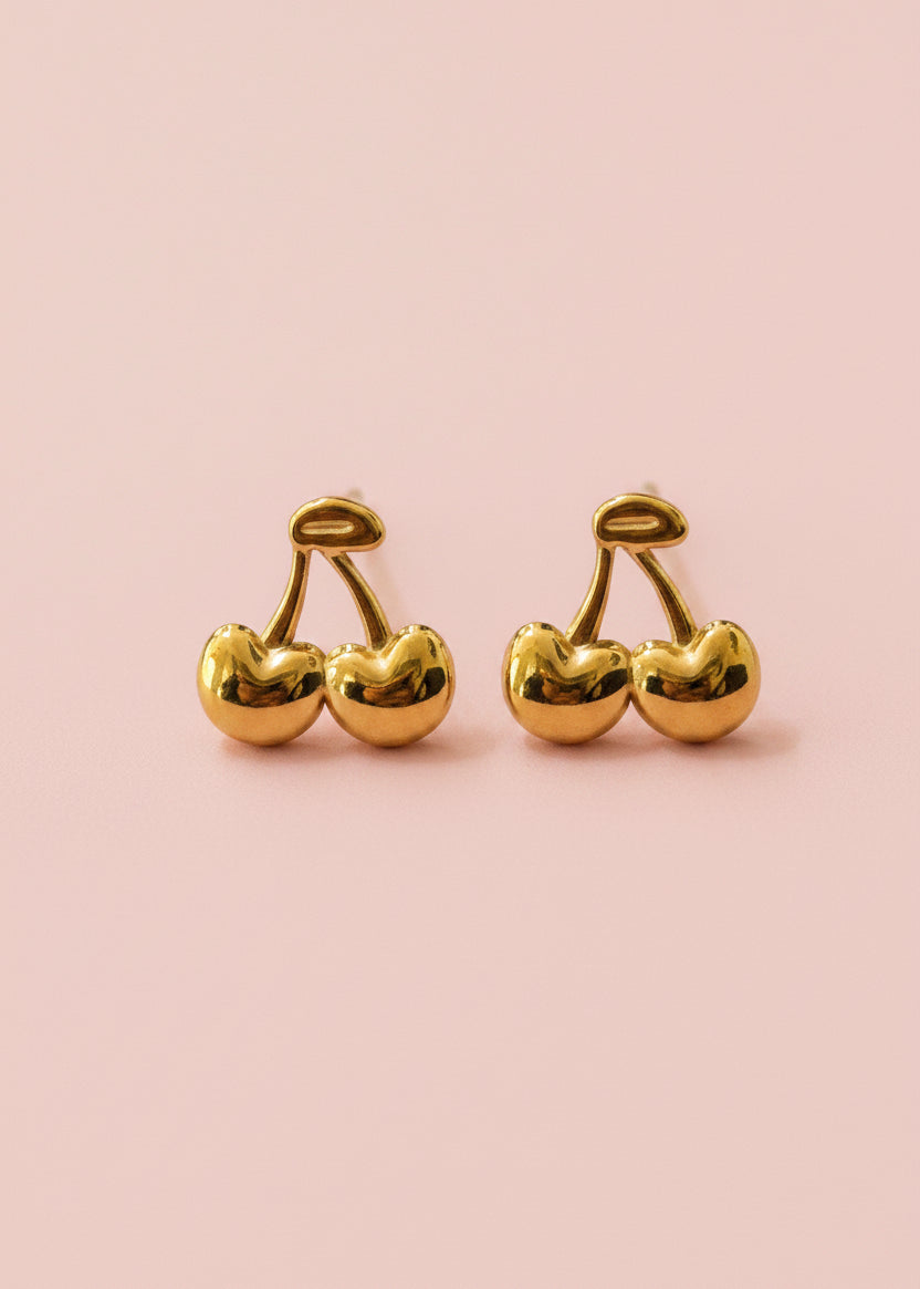 Minimal Cherry Stud Earrings 
