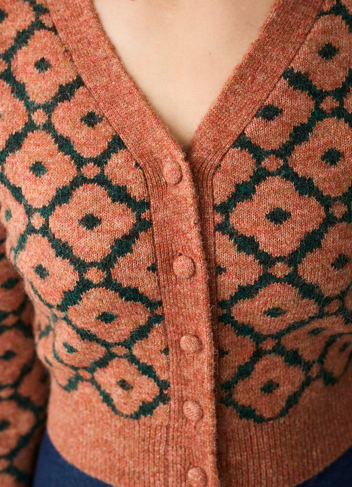 Luna Cardigan - rust/grøn
