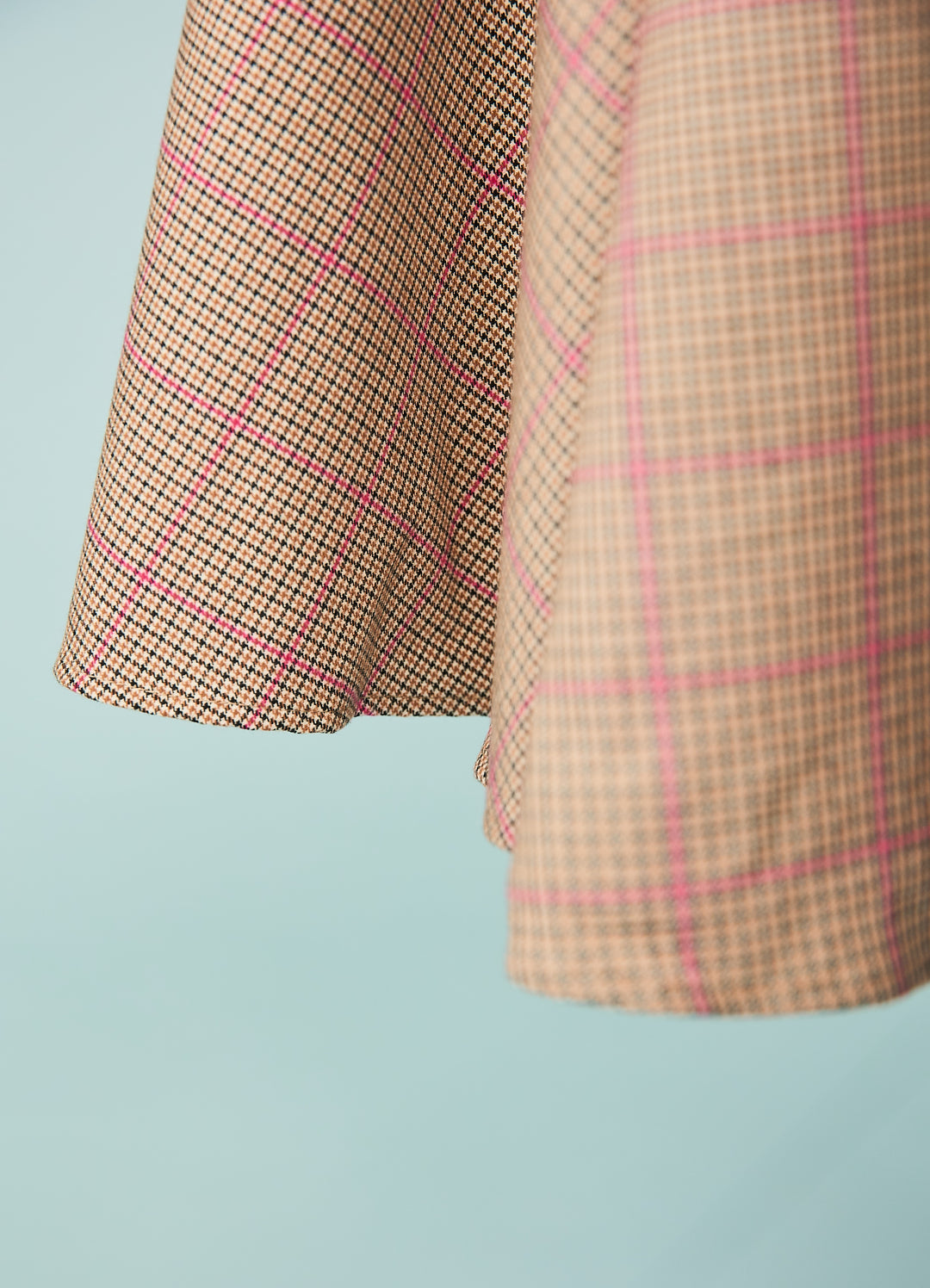 Check Please Swing Skirt - beige/pink