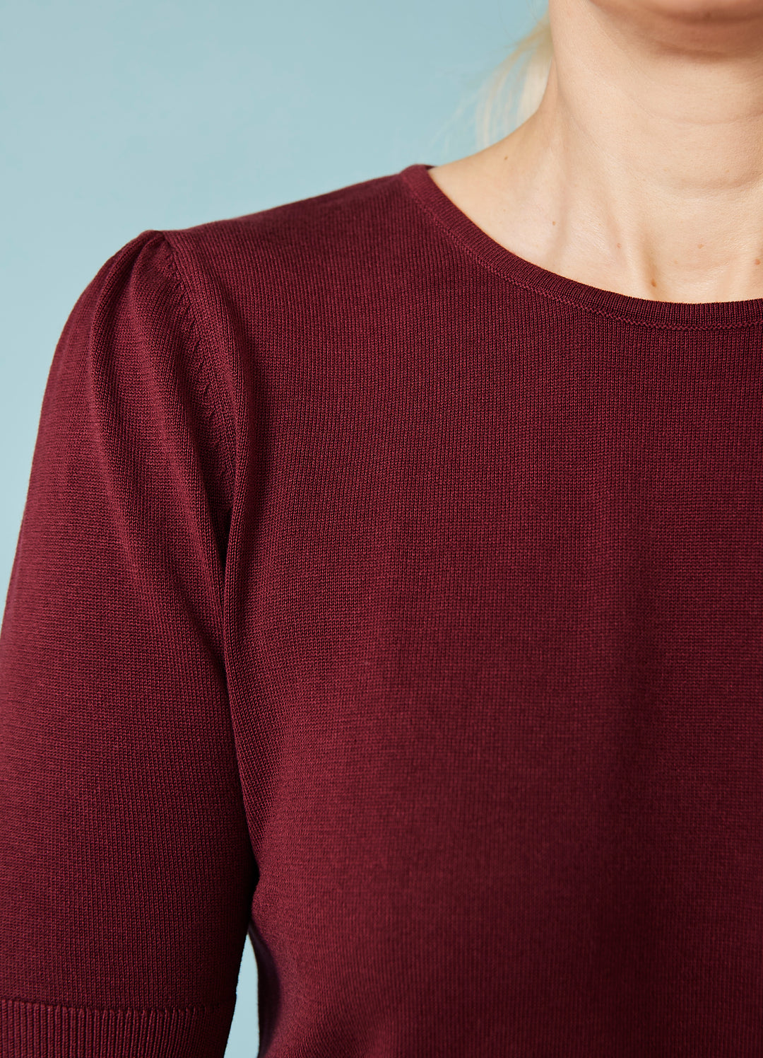 Chrissie Plain Knitted Top - burgundy