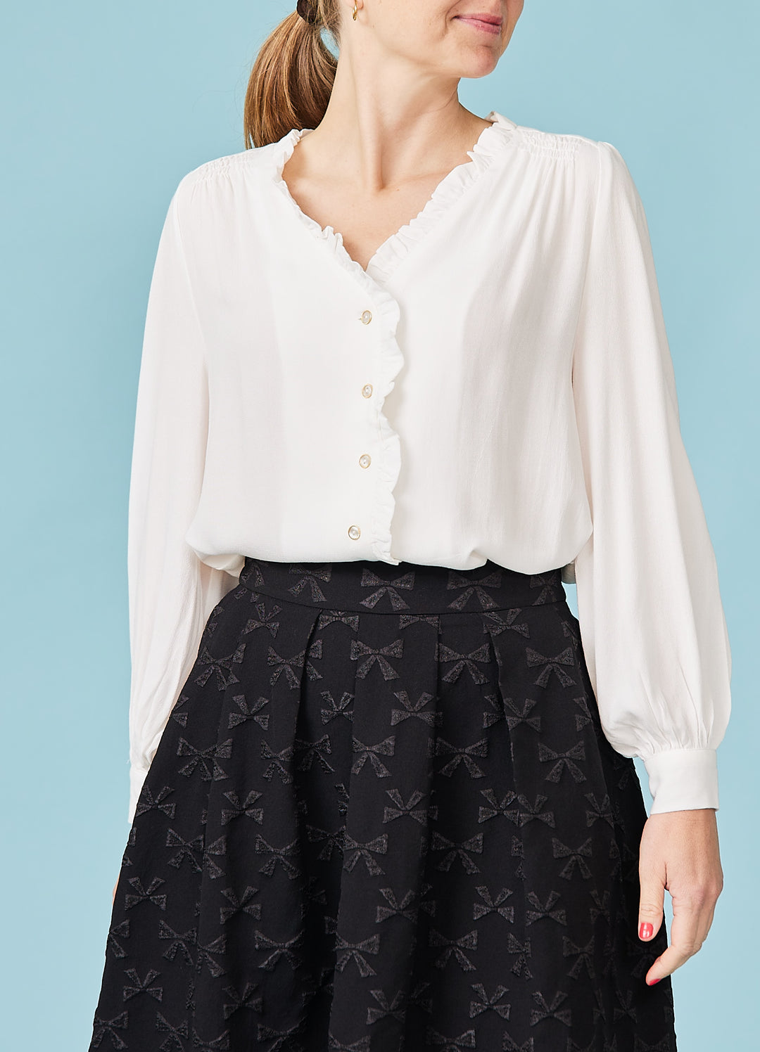 Alegra Moss Crepe Skjortebluse - creme