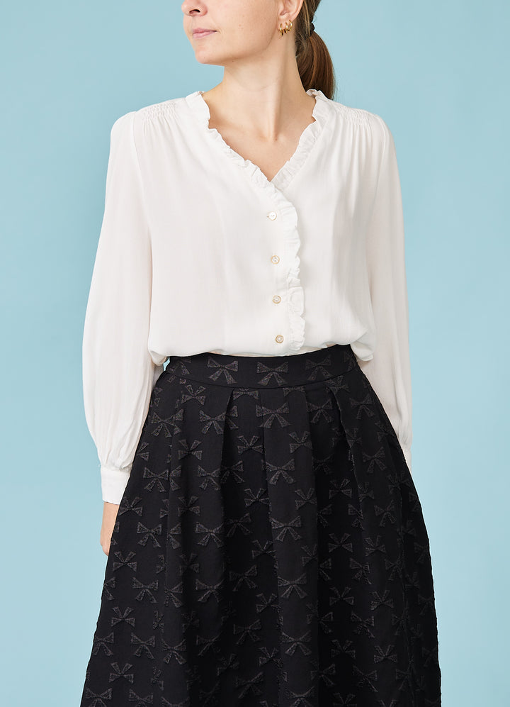 Alegra Moss Crepe Skjortebluse - creme