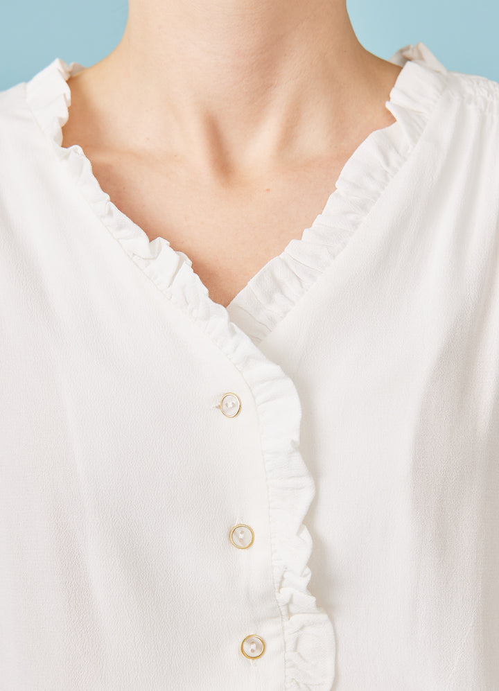 Alegra Moss Crepe Skjortebluse - creme