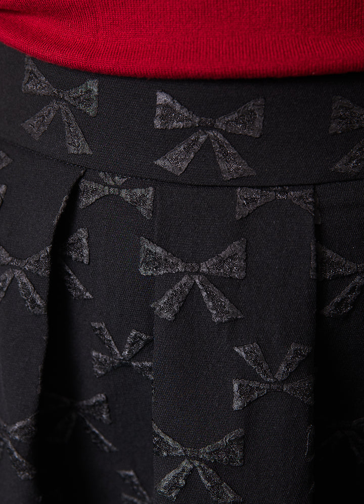 Belita Bow Jacquard - sort midi nederdel