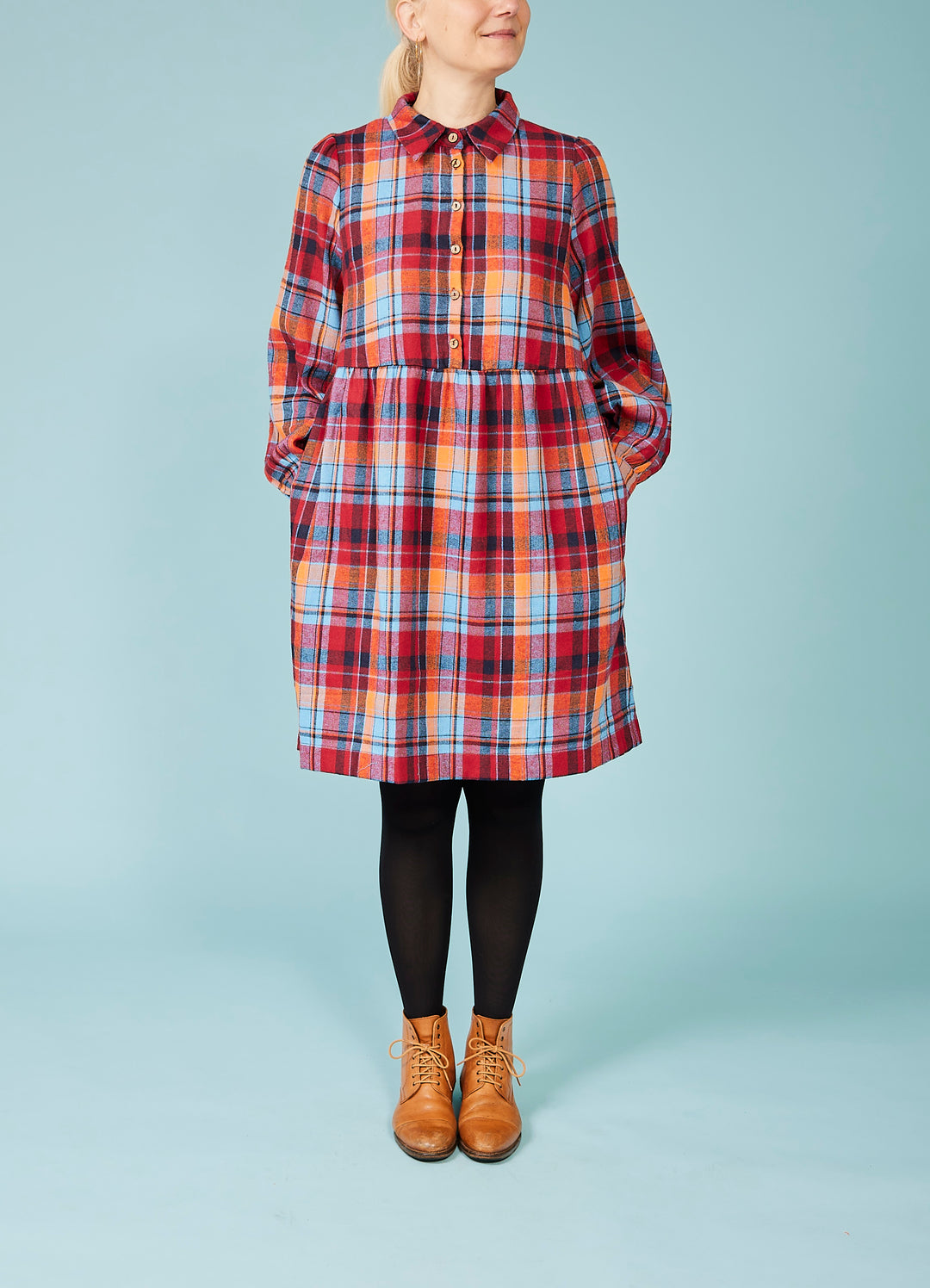 Melly throw-on mini dress - checkered flannel