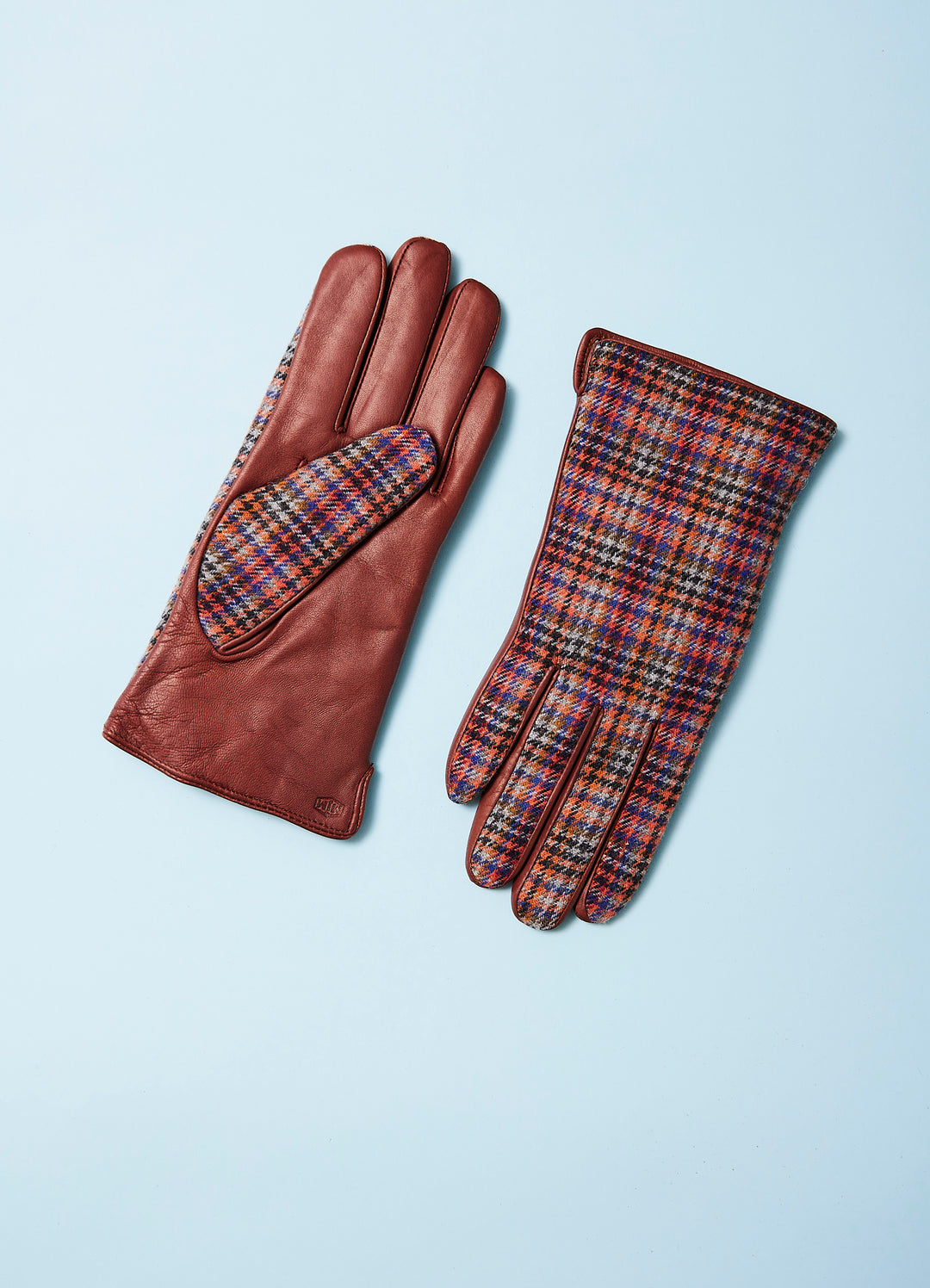 Merla - Gloves in Lambskin - Brown with tweed