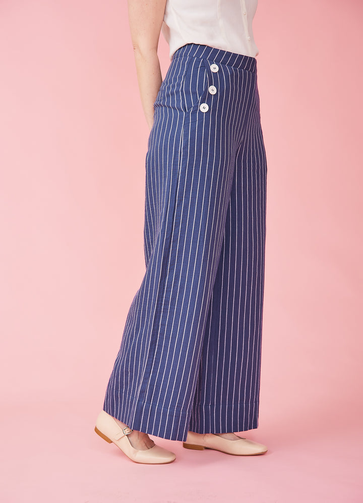 Promenade Trousers - blå/hvid