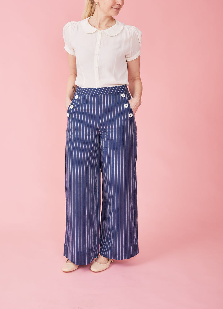 Promenade Trousers - blå/hvid