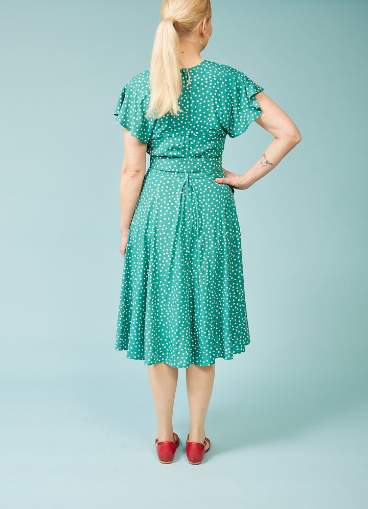 Hestia-Tiffany swing dress - turquoise with white dots