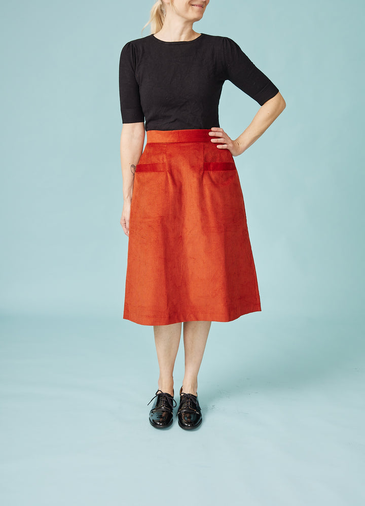 Cora Nederdel - Rustrød fløjl