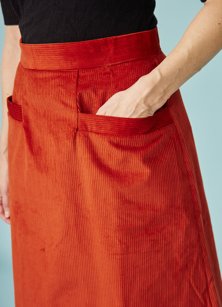 Cora Nederdel - Rustrød fløjl