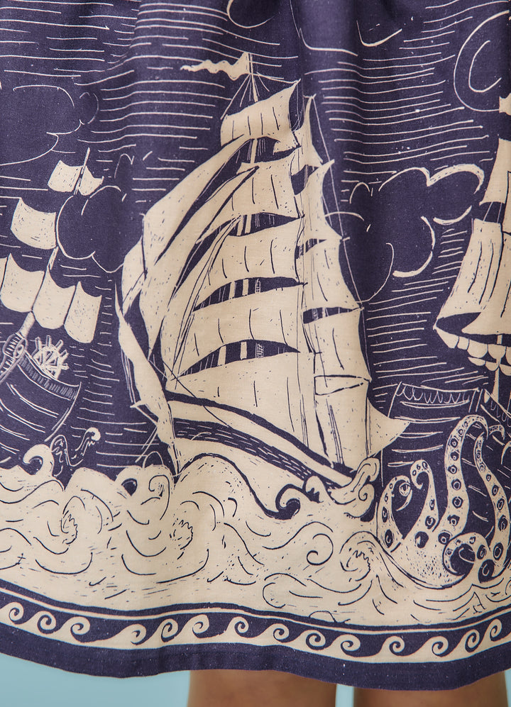 Cynthia Shirt Dress - Navy Shipwreck Dress