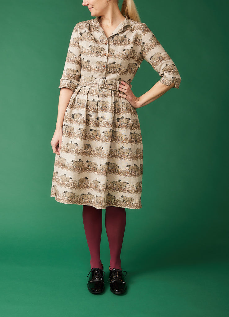50s shirt dress with sheep | Palava | Buy online – Dress the bird