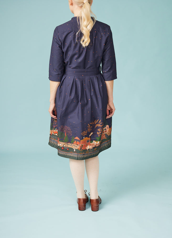 Cynthia skjortekjole - Farmyard Indigo Dress
