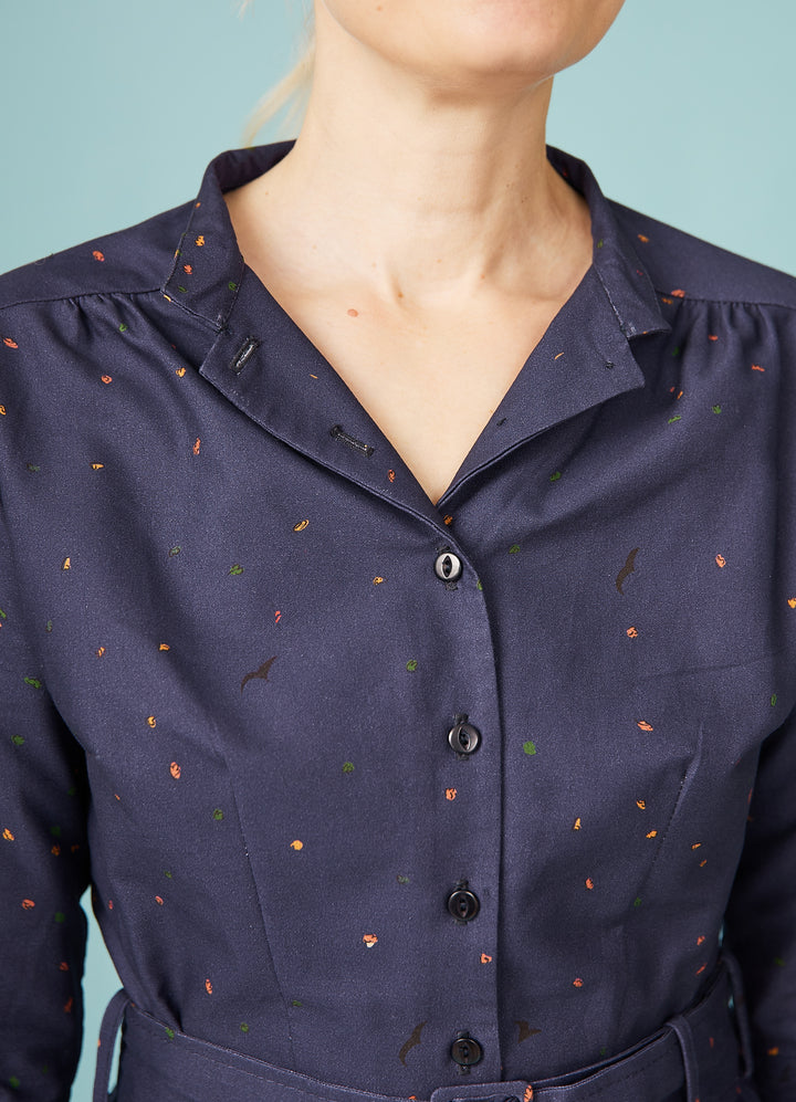 Cynthia skjortekjole - Farmyard Indigo Dress