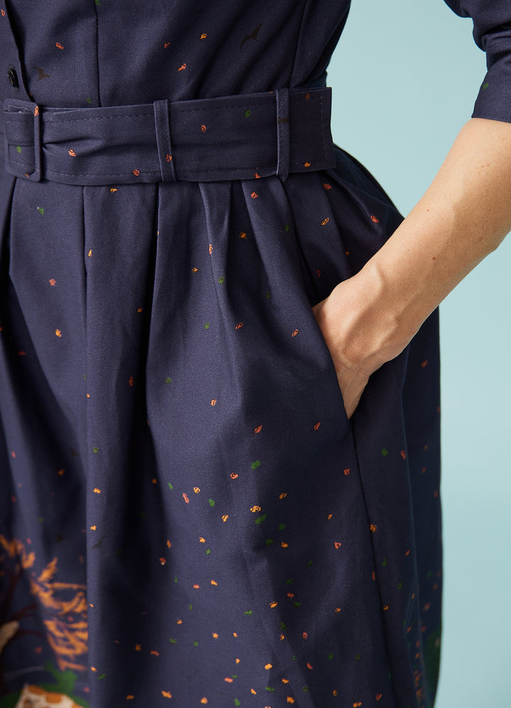 Cynthia skjortekjole - Farmyard Indigo Dress