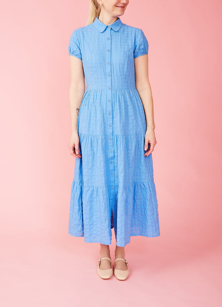 Molly Dress - Blue Seersucker