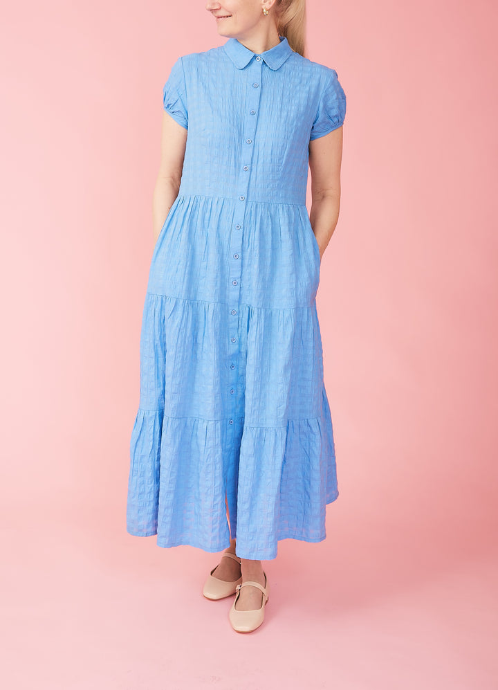 Molly Dress - Blue Seersucker