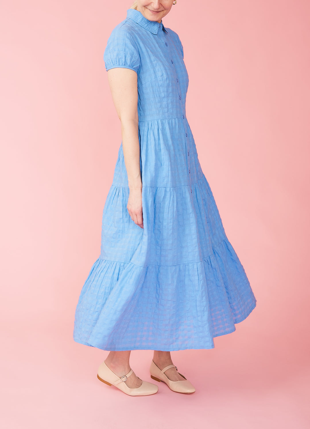 Molly Dress - Blue Seersucker
