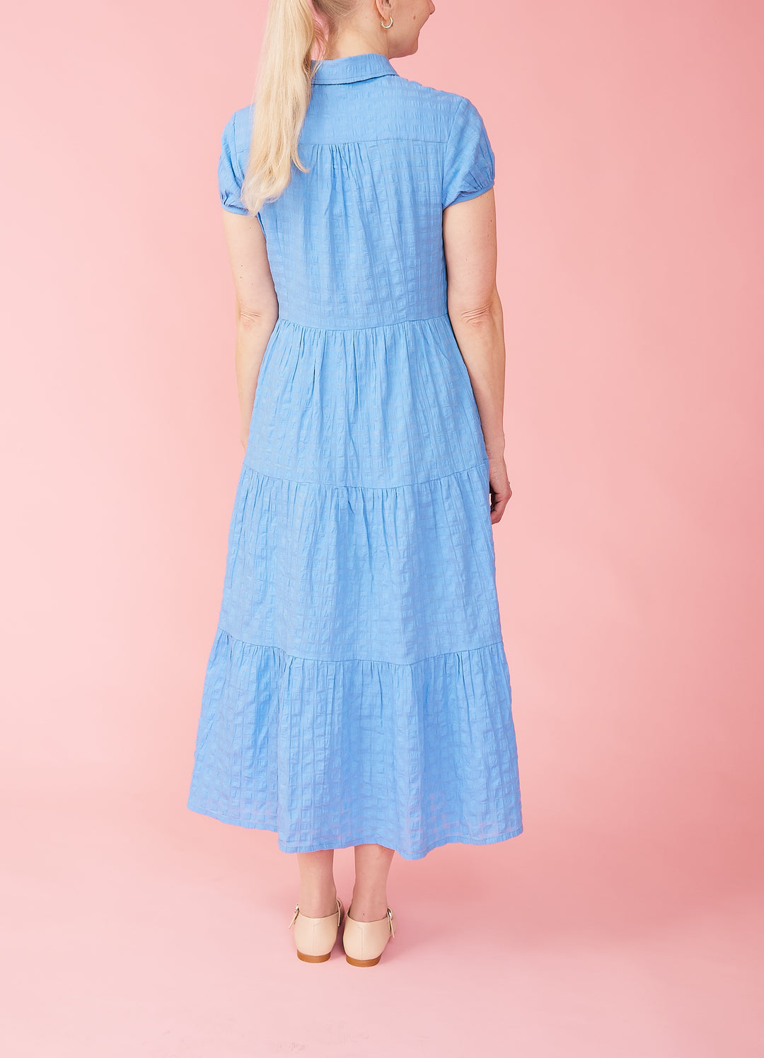 Molly Dress - Blue Seersucker