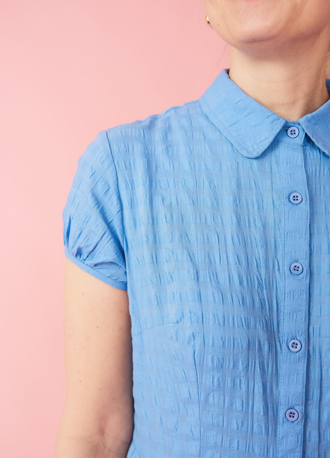 Molly Dress - Blue Seersucker