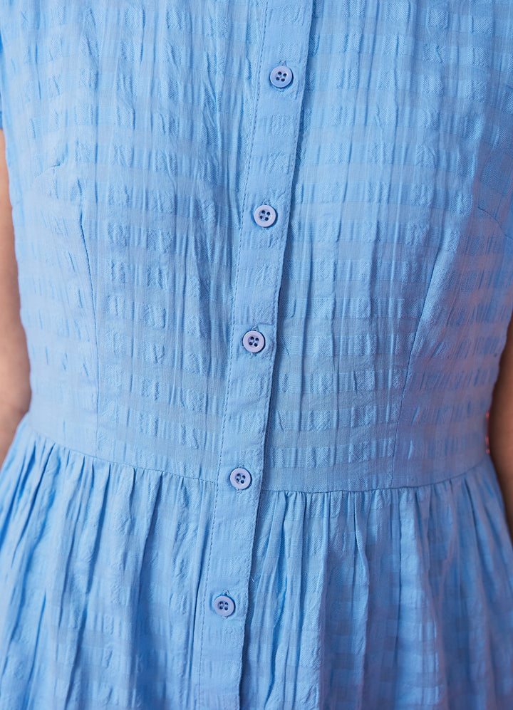 Molly Dress - Blue Seersucker