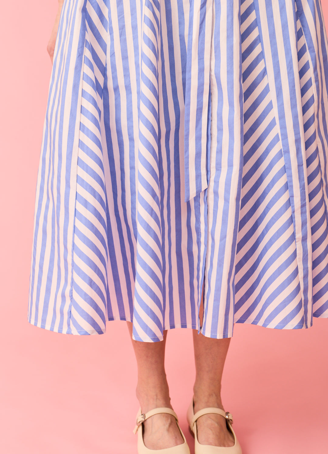 Striped cotton shirt dress with belt