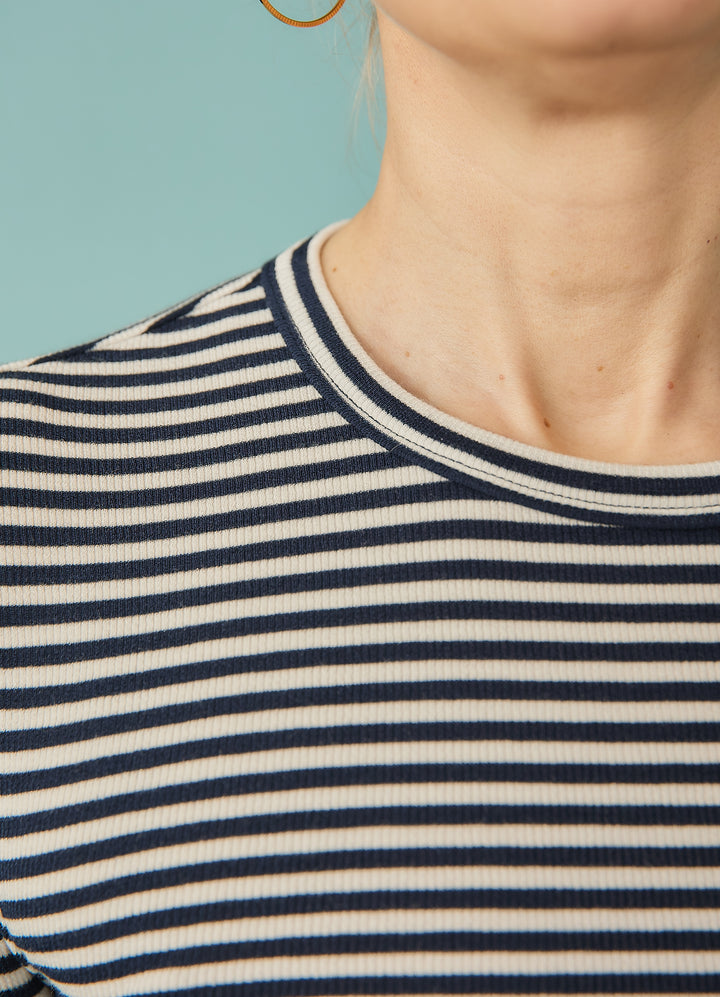 Fenja langærmet t-shirt - blå/hvid