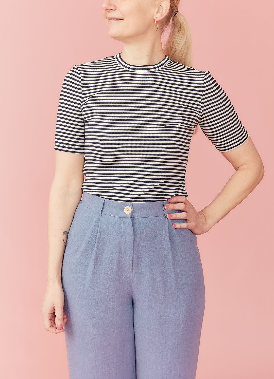 Fenja short-sleeved t-shirt - white/blue