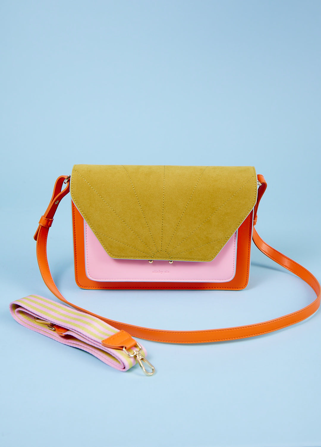 Shoulder bag - orange/pink/olive green
