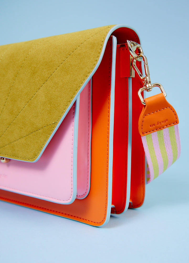 Shoulder bag - orange/pink/olive green