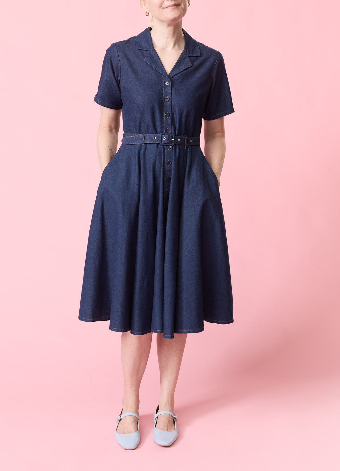 Dark Blue Denim Shirt Dress