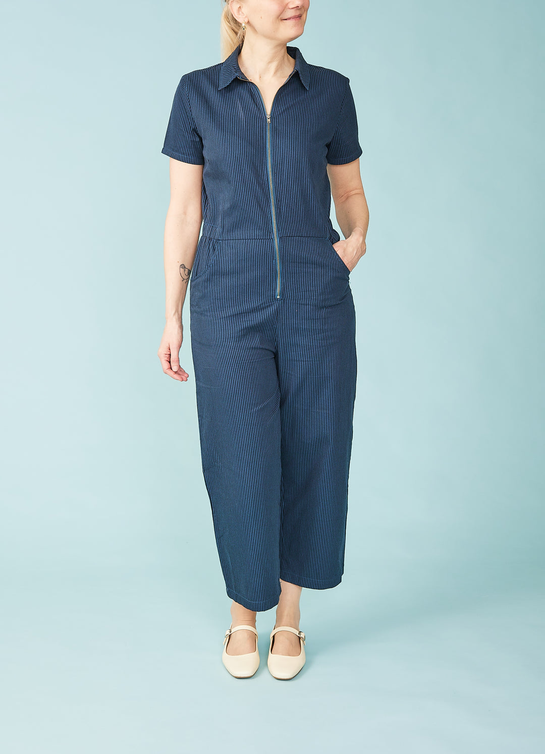 Cora Cropped Jumpsuit - blå/sort