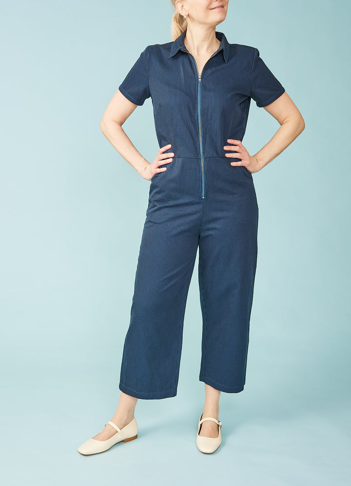 Cora Cropped Jumpsuit - blå/sort