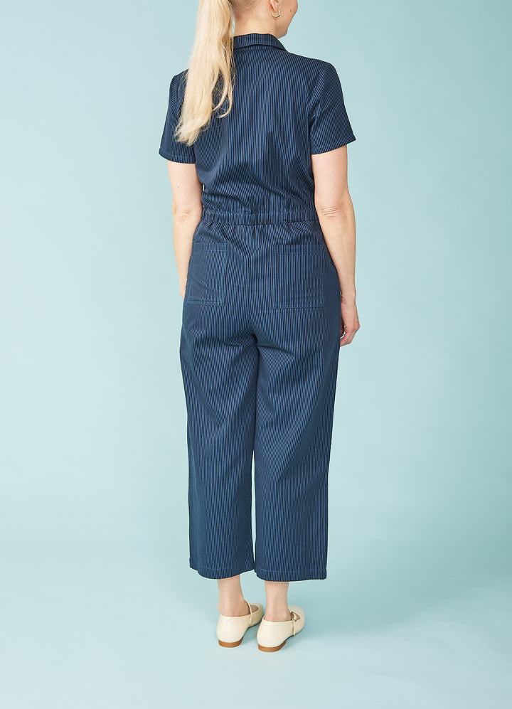 Cora Cropped Jumpsuit - blå/sort