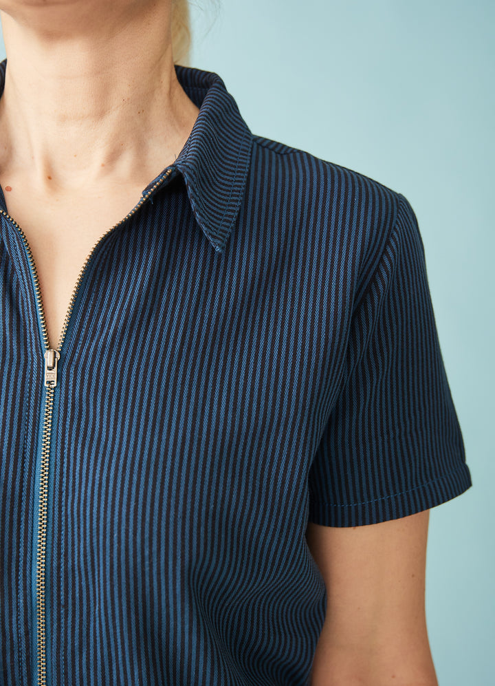 Cora Cropped Jumpsuit - blå/sort