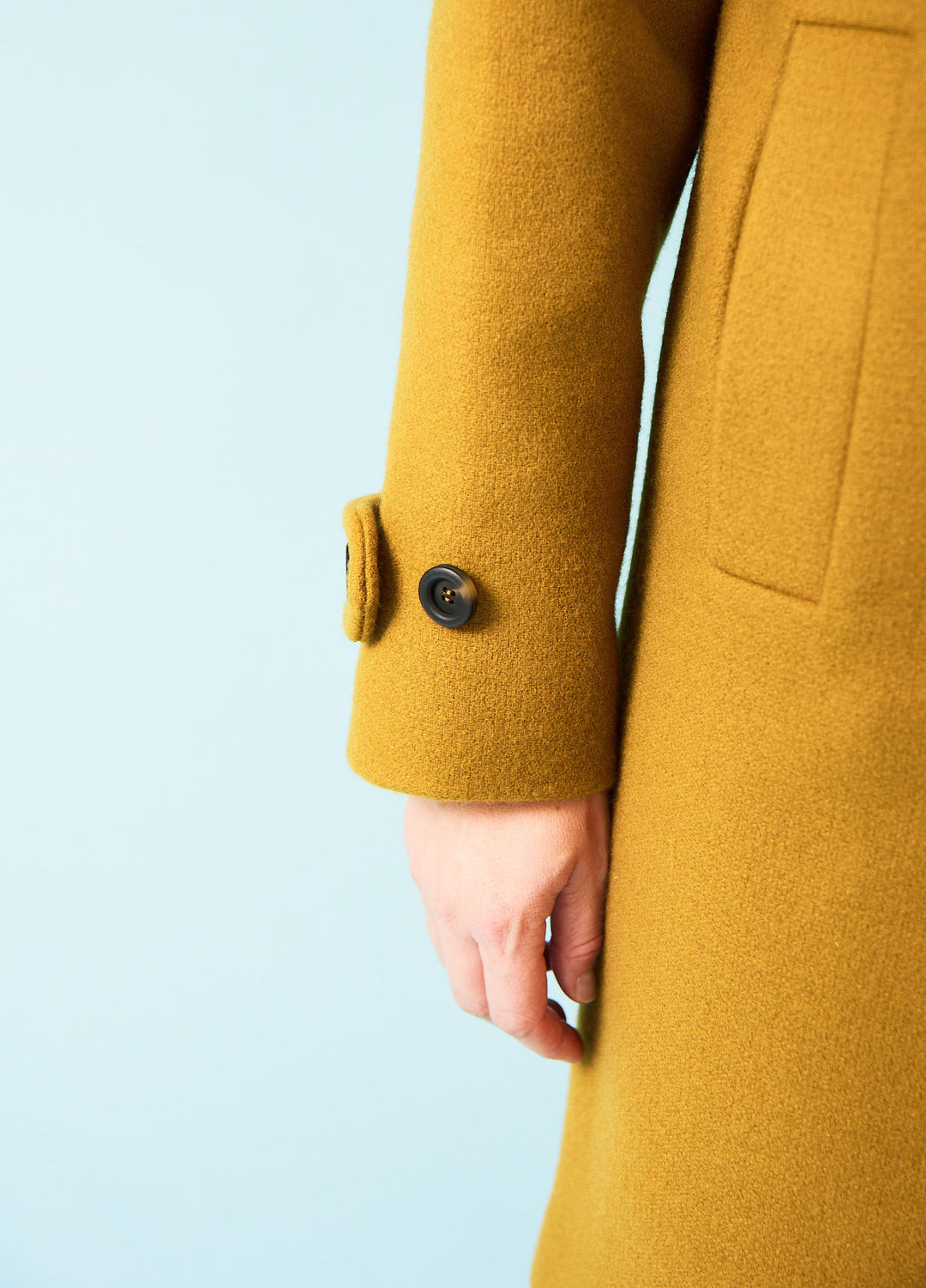 Winter coat Cerney - curry yellow wool
