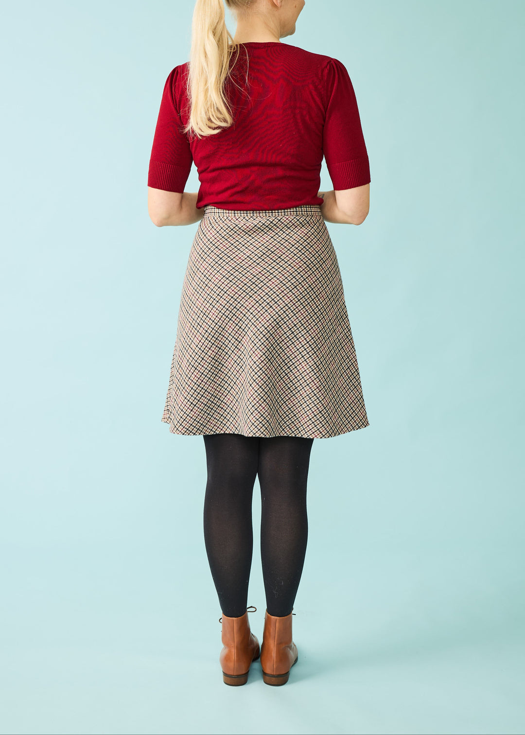 A-line nederdel - tartan tweed