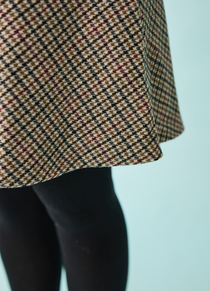 A-line nederdel - tartan tweed
