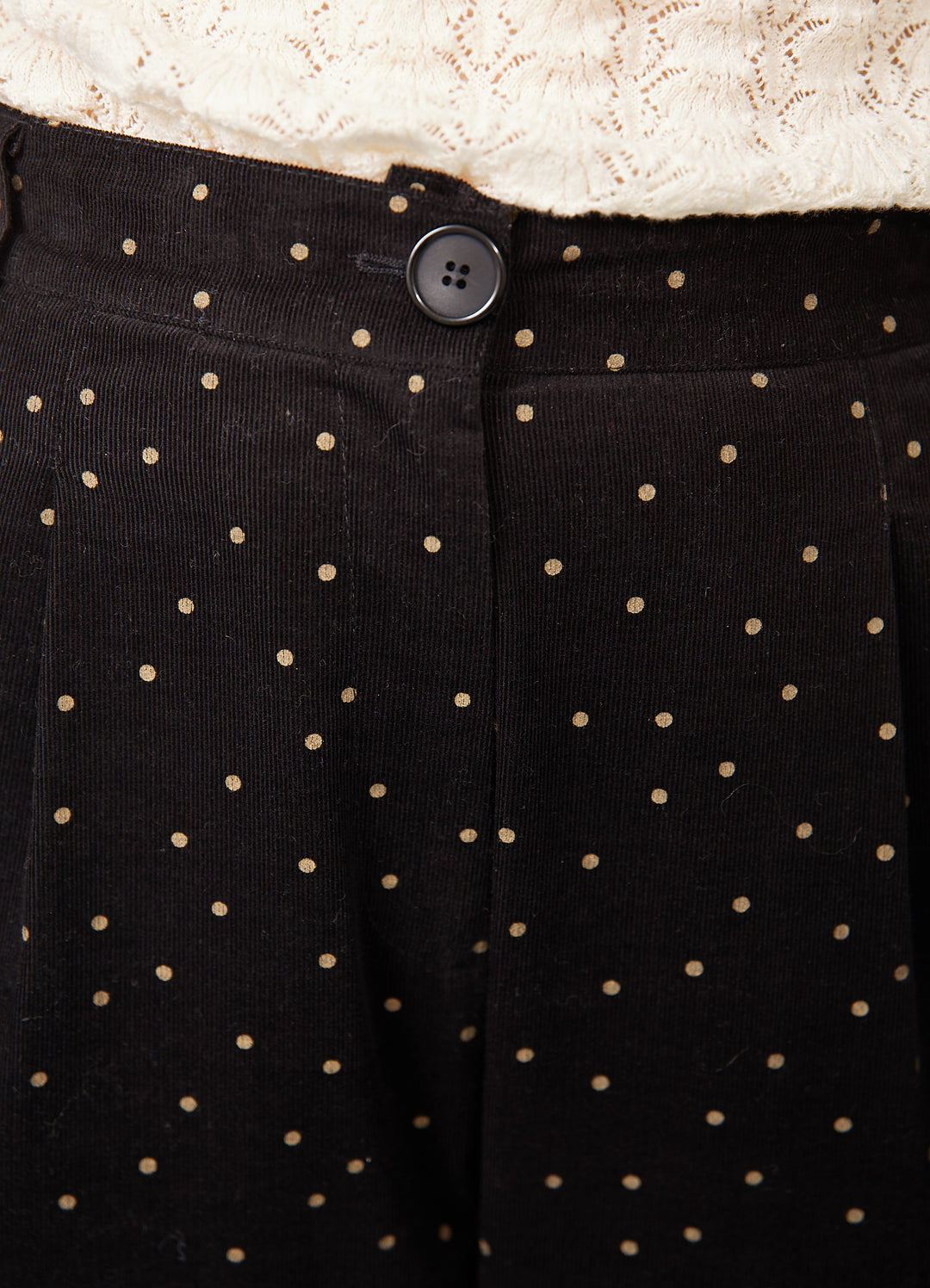 High Waist Pants - black with dots