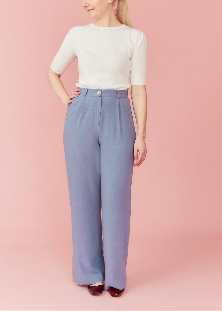 Linda Pants i hørblanding - lys jeansblå