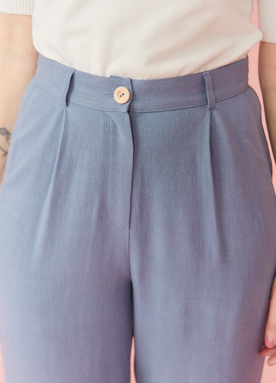 Linda Pants i hørblanding - lys jeansblå