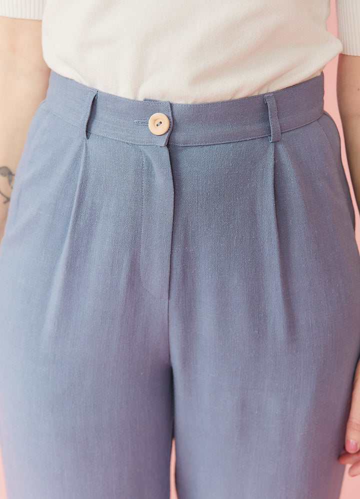 Linda Pants i hørblanding - lys jeansblå