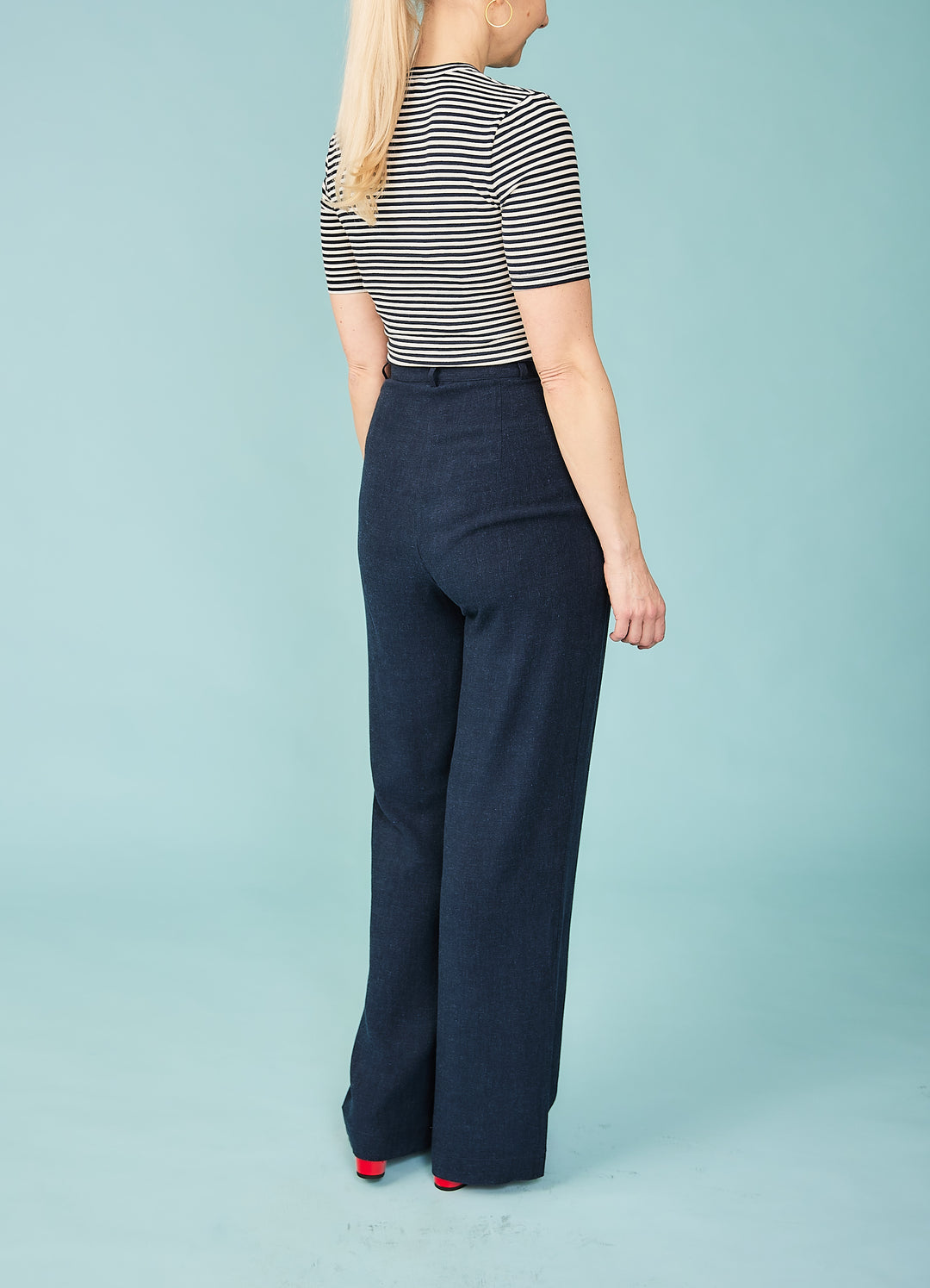 Linda Pants i hørblanding - mørkeblå