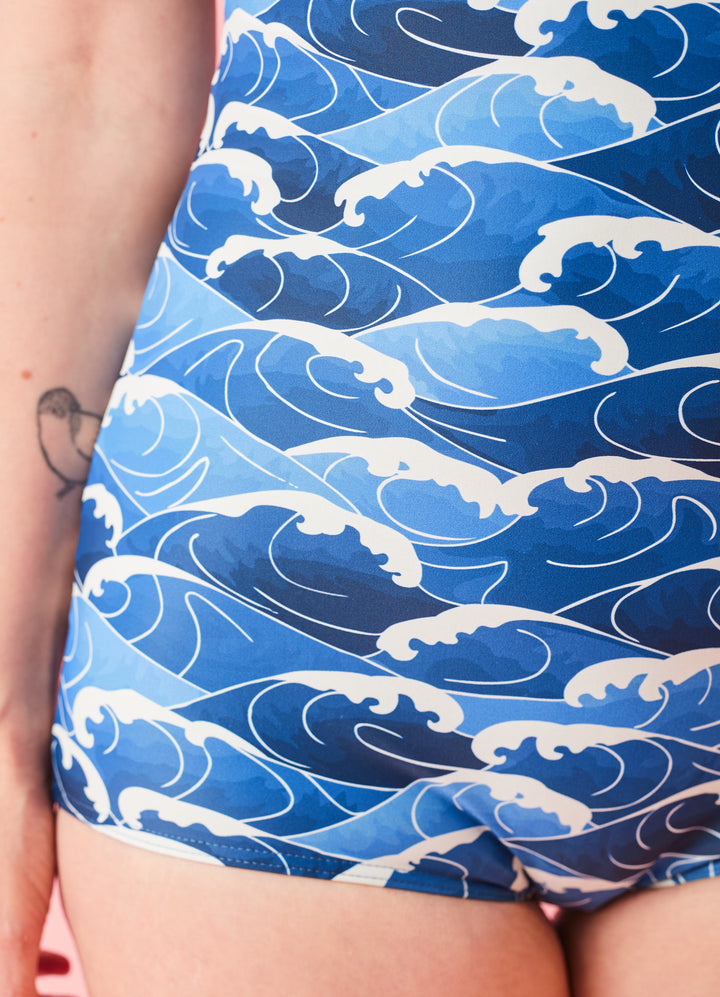 Waves Swimsuit - blå/hvid