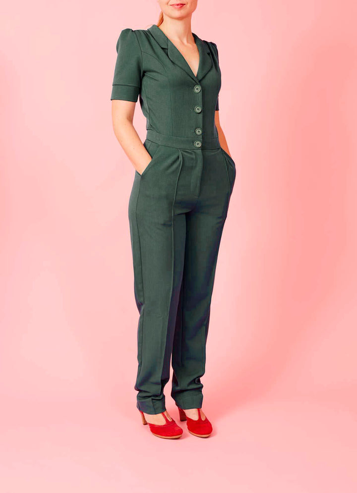 Classic Jumpsuit - green garbardine