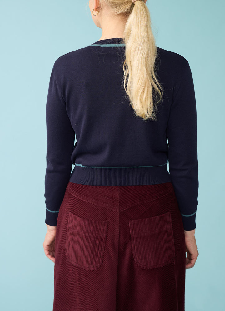 Vera Cardigan - Navy Lizard