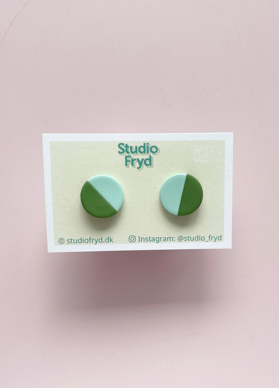 Ear studs - dark green/mint - 1.5 cm