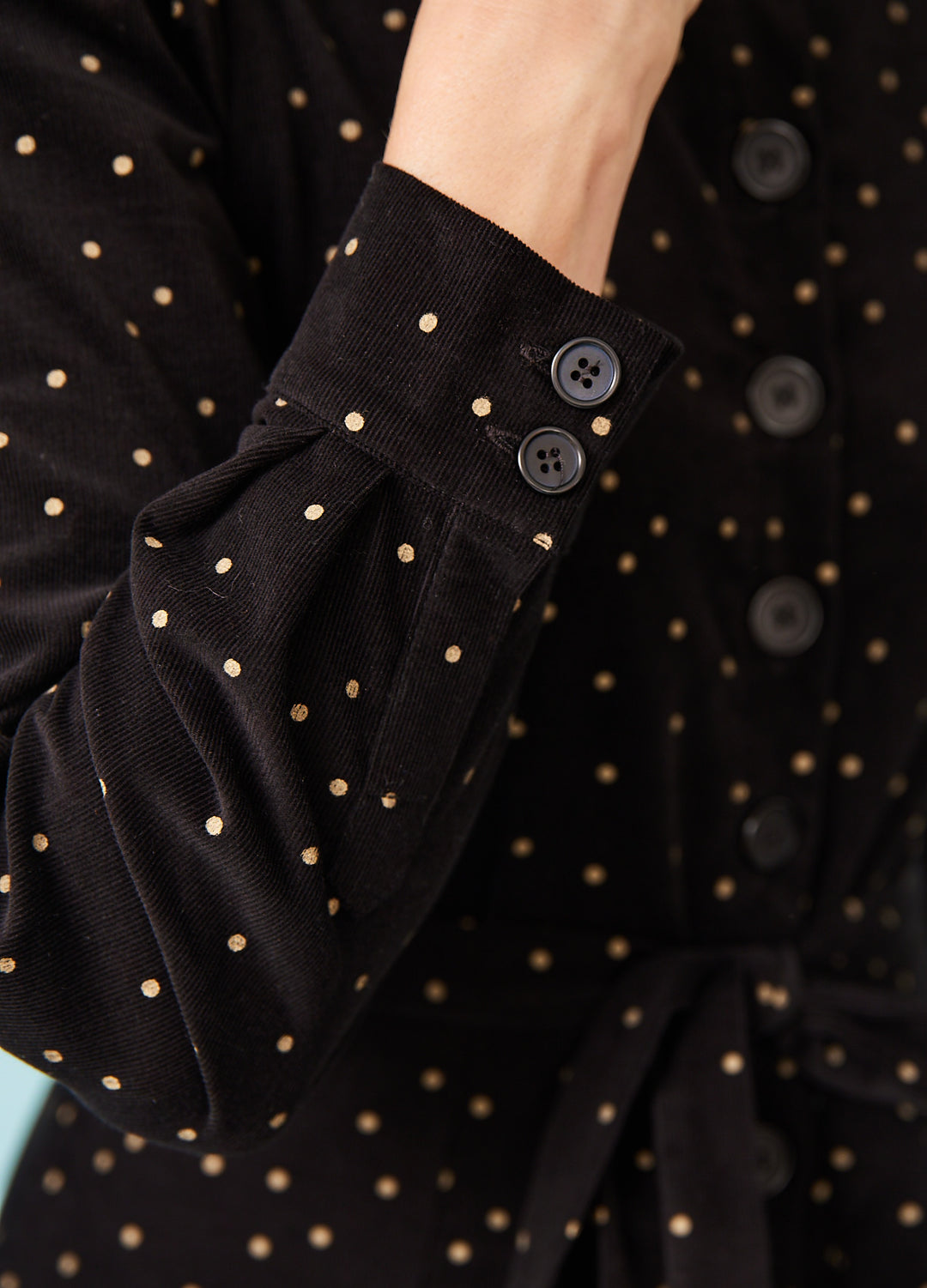 Jane Dress in velvet - black with dots