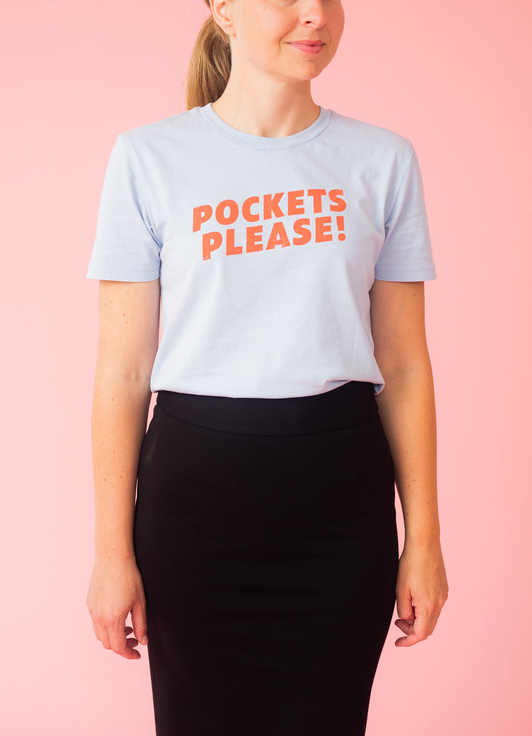 Pockets Please T-shirt - Vintage Lyseblå/Koral